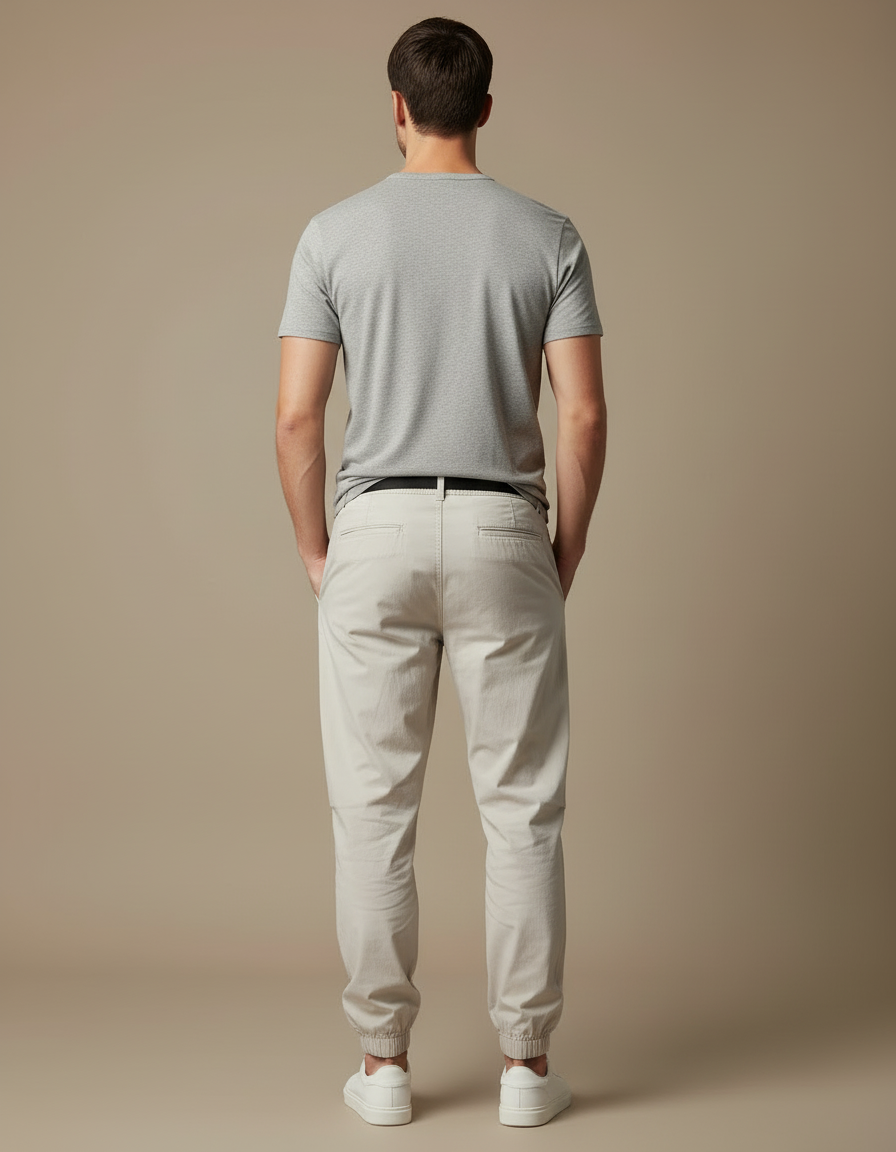Pantalon Beige Jogger Coton Décontracté Homme Sport - vue 2