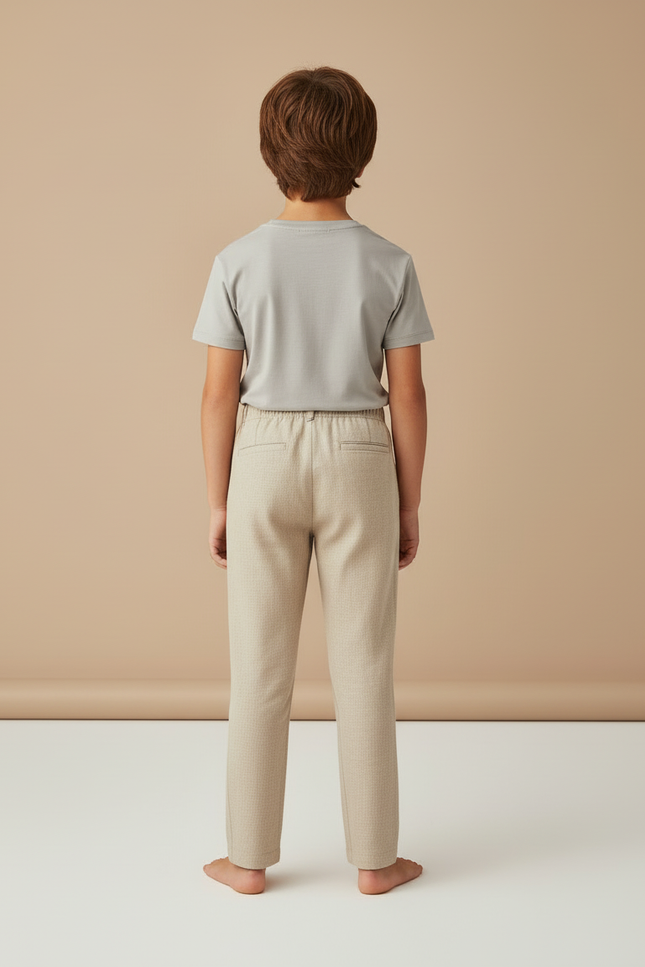 Pantalon Beige Lin Droit Enfant Décontracté Élégant - vue 2