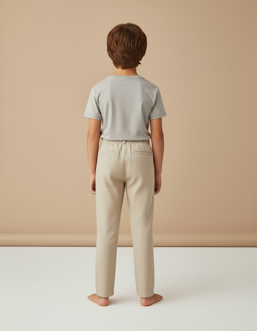 Pantalon Beige Lin Droit Enfant Décontracté Élégant - vue 2