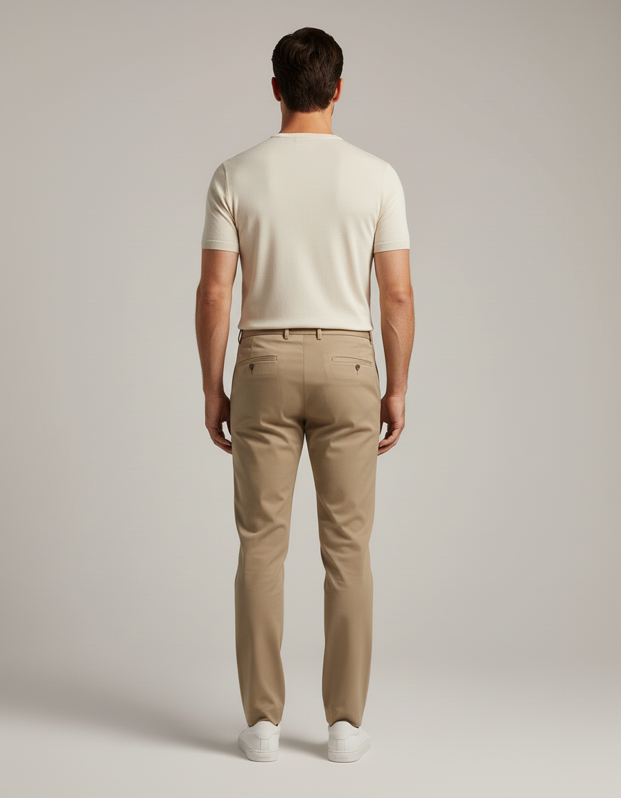 Pantalon Beige Homme Chino - Gabardine - vue 2