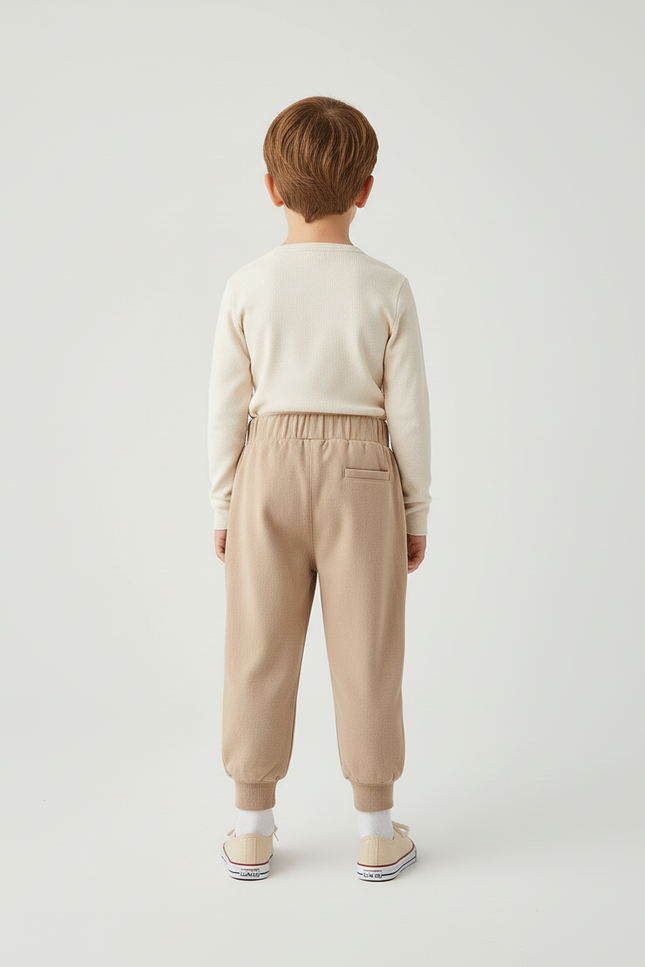 Pantalon Beige Molletonné Confortable Garçon Décontracté Élastique - vue 2