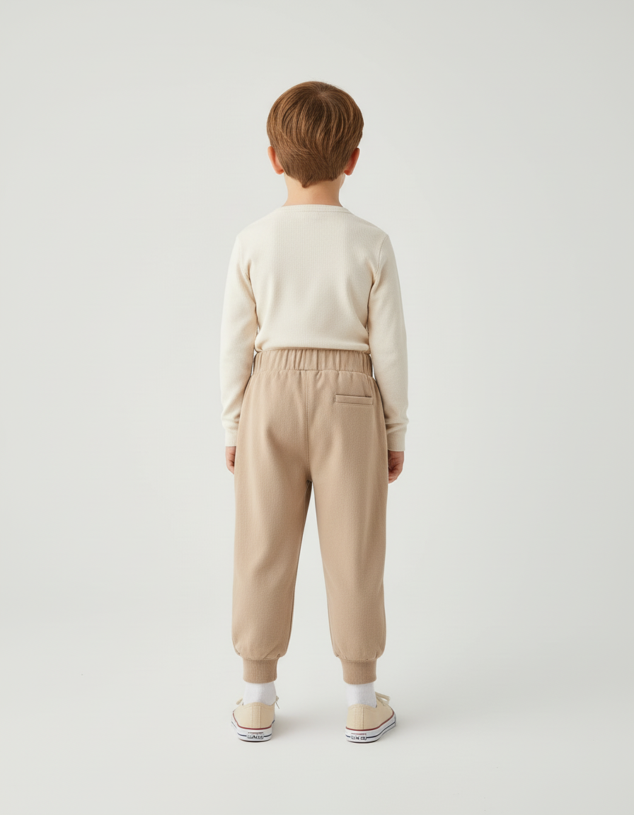 Pantalon Beige Molletonné Confortable Garçon Décontracté Élastique - vue 2