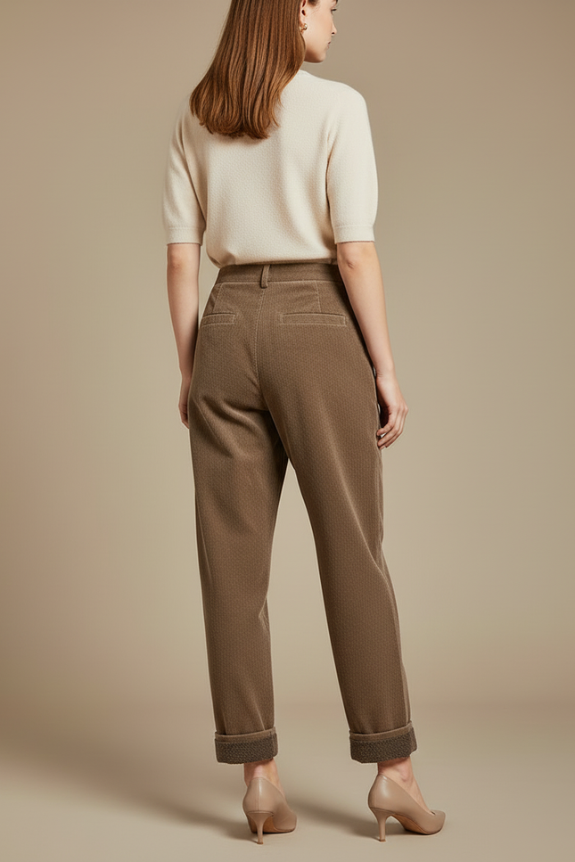 Pantalon Beige Côtelé Ample Décontracté Femme - Cordé - vue 2