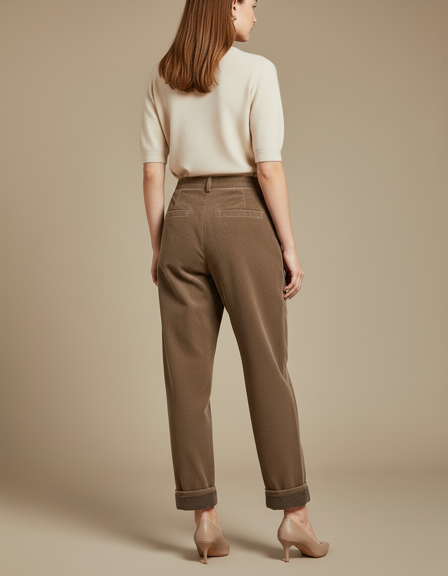 Pantalon Beige Côtelé Ample Décontracté Femme - Cordé - vue 2