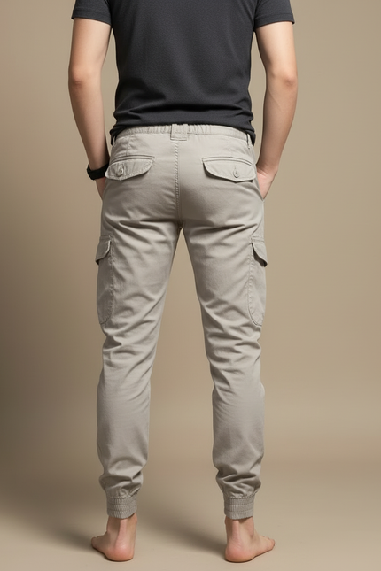 Pantalon Beige Cargo Chevilles Élastiques Décontracté Homme - Toile - vue 2