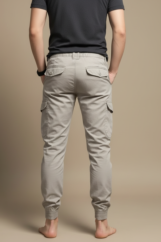 Pantalon Beige Cargo Chevilles Élastiques Décontracté Homme - Toile - vue 2