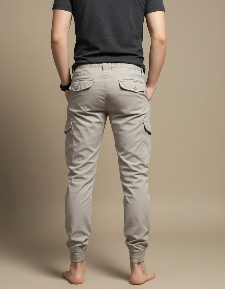 Pantalon Beige Cargo Chevilles Élastiques Décontracté Homme - Toile - vue 2