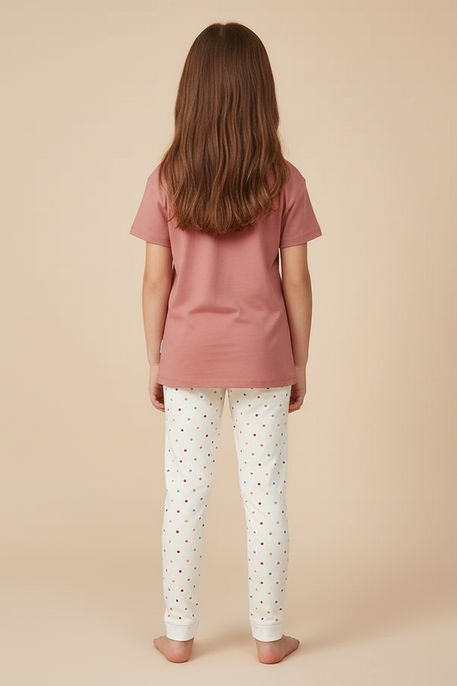 Pantalon Beige À Pois Colorés Enfant Coton - vue 2