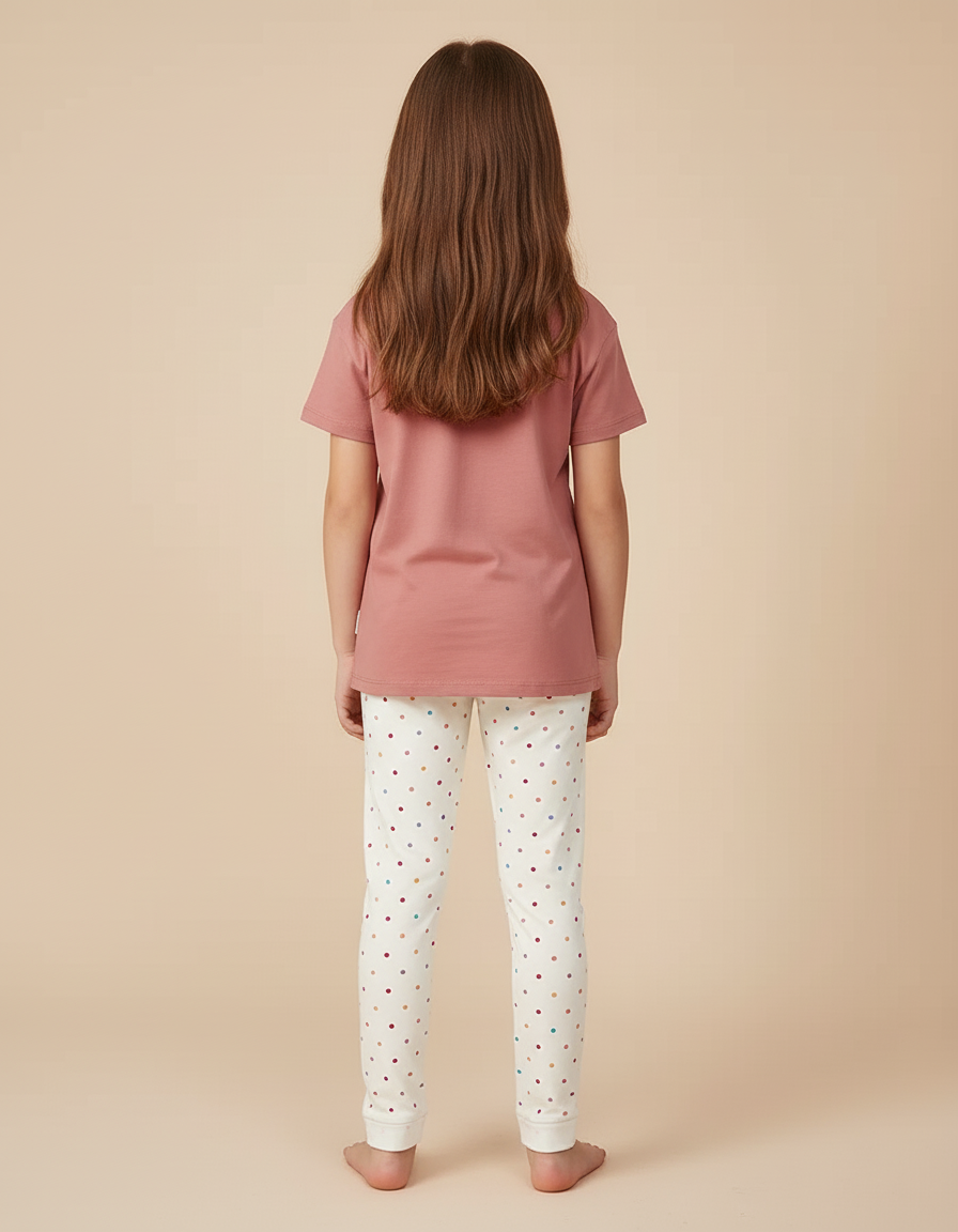 Pantalon Beige À Pois Colorés Enfant Coton - vue 2