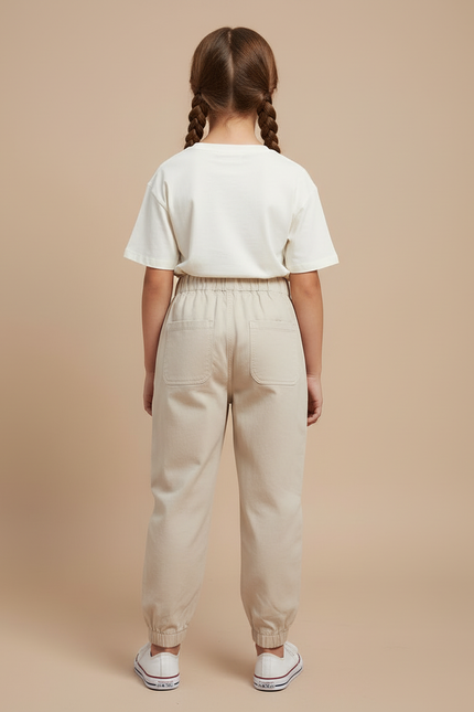 Pantalon Beige Coton Ample Mickey Enfant Décontracté - vue 2