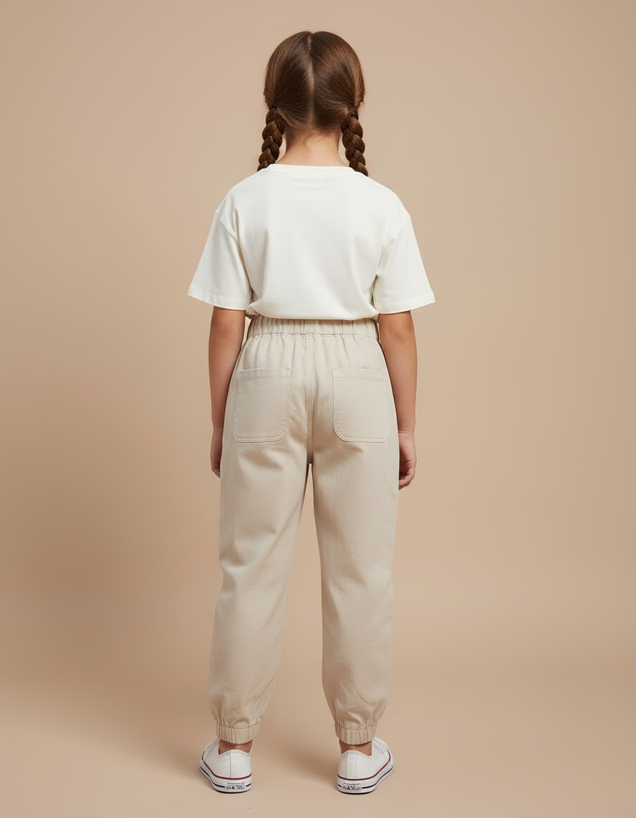 Pantalon Beige Coton Ample Mickey Enfant Décontracté - vue 2