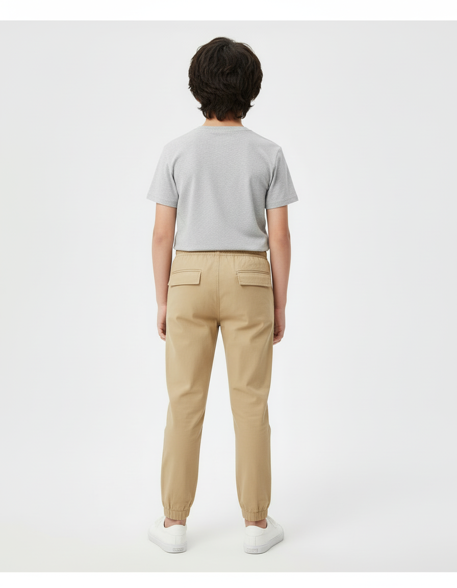 Pantalon Beige Jogger Coton Décontracté Enfant - vue 2
