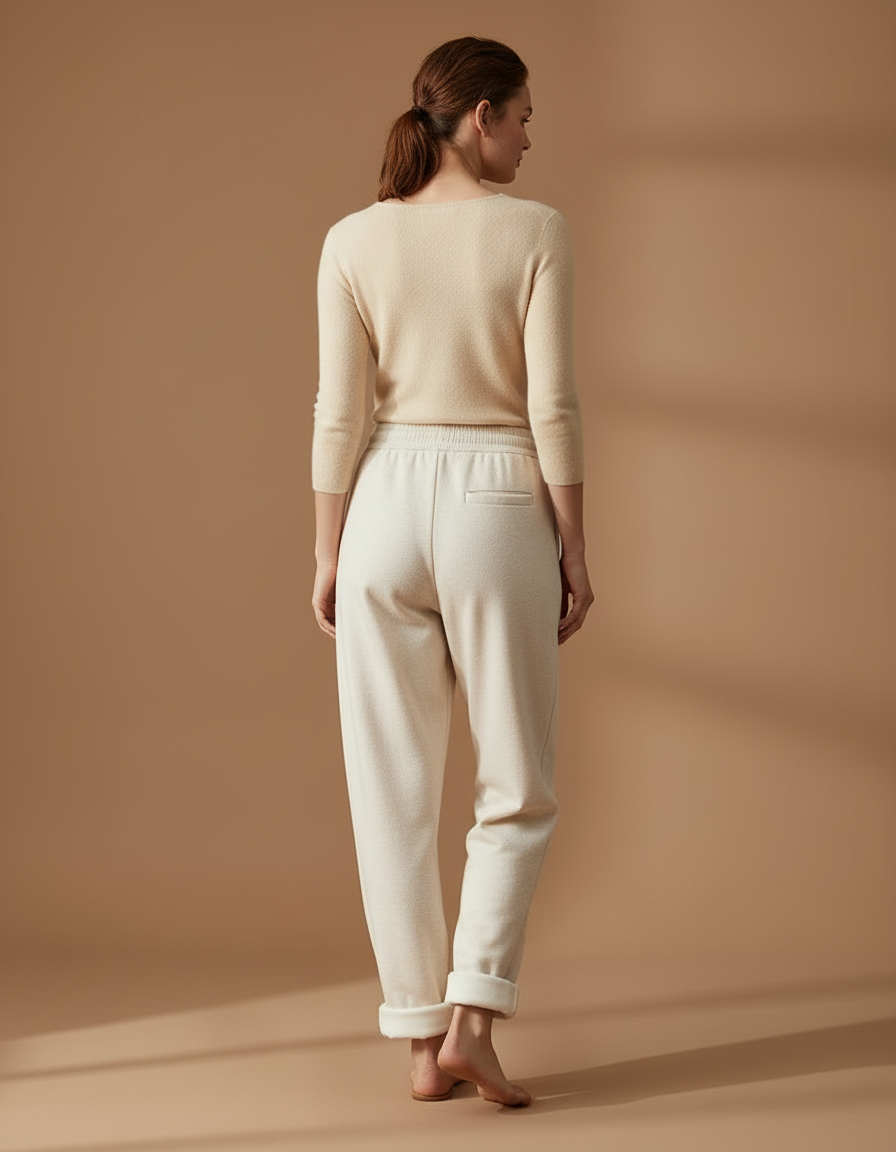 Pantalon Beige Molletonné Ample Décontracté Confortable Femme - vue 2
