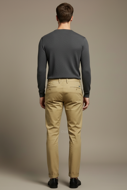 Pantalon Beige Homme Chino Slim Coton Stretch - vue 2