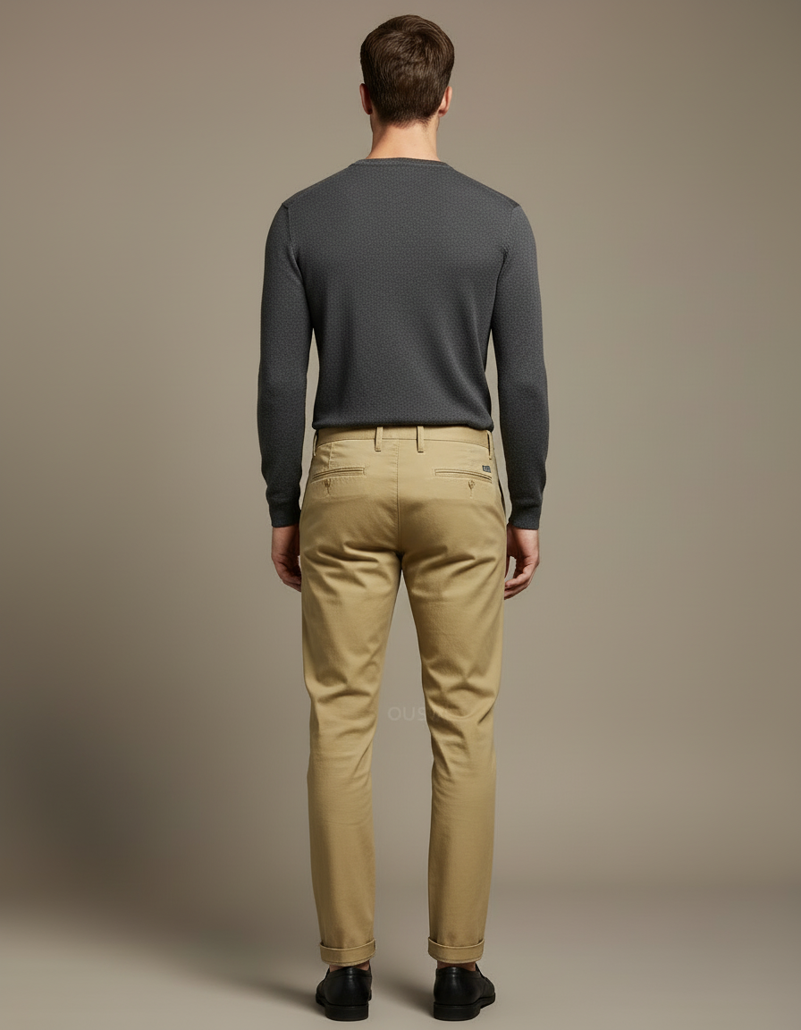 Pantalon Beige Homme Chino Slim Coton Stretch - vue 2
