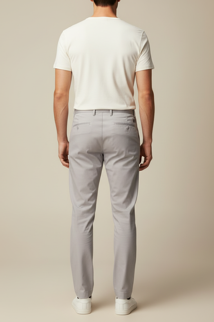 Pantalon Beige Chino Coton Droit Élégant Homme - Gris - vue 2