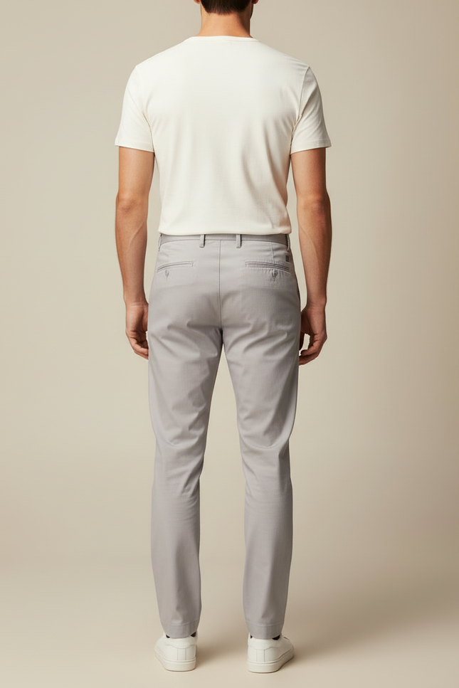 Pantalon Beige Chino Coton Droit Élégant Homme - Gris - vue 2