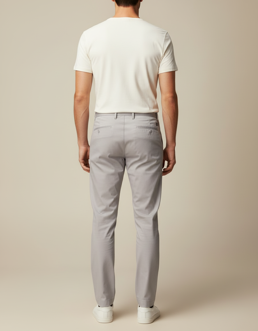 Pantalon Beige Chino Coton Droit Élégant Homme - Gris - vue 2