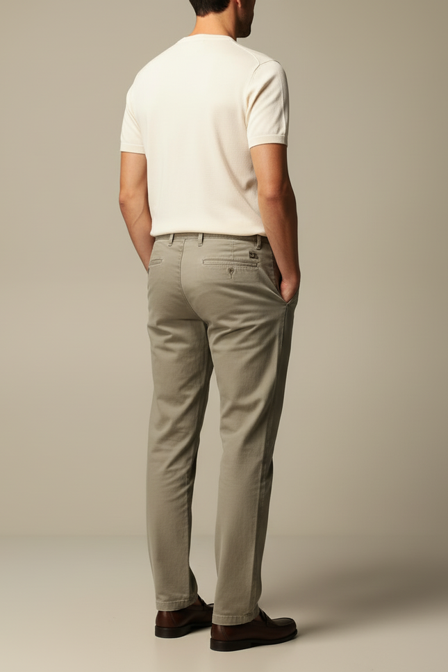 Pantalon Beige Coton Droit Classique Homme - Kaki - vue 2