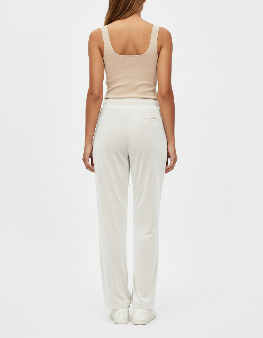 Pantalon Beige Velours Droit Décontracté Confortable Femme - vue 2