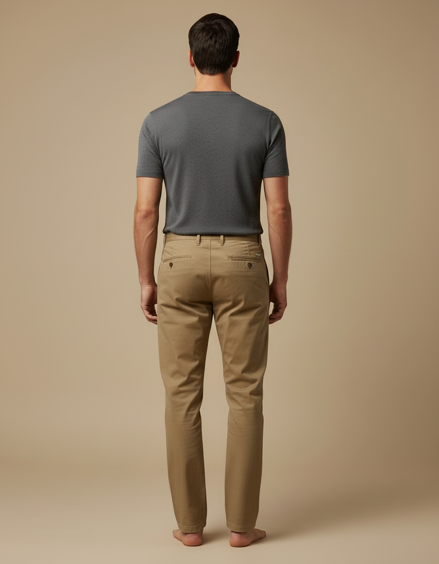 Pantalon Homme Toile Beige - vue 2