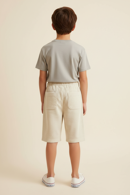 Pantalon Beige Côtelé Ample Décontracté Enfant Été - Cordé - vue 2
