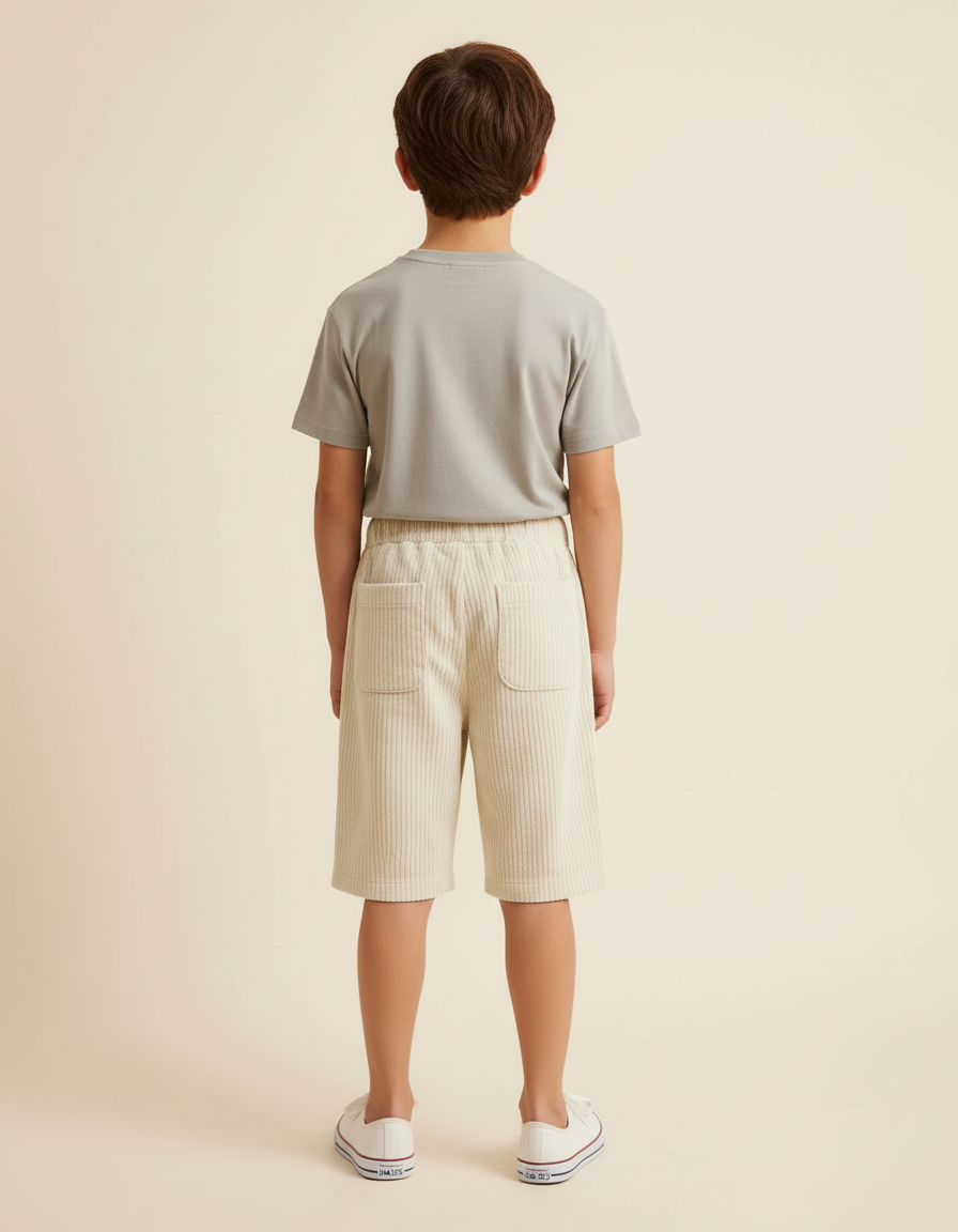 Pantalon Beige Côtelé Ample Décontracté Enfant Été - Cordé - vue 2