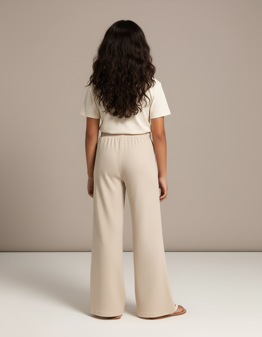 Pantalon Beige Ample Fluide Texturé Enfant - Maille - vue 2