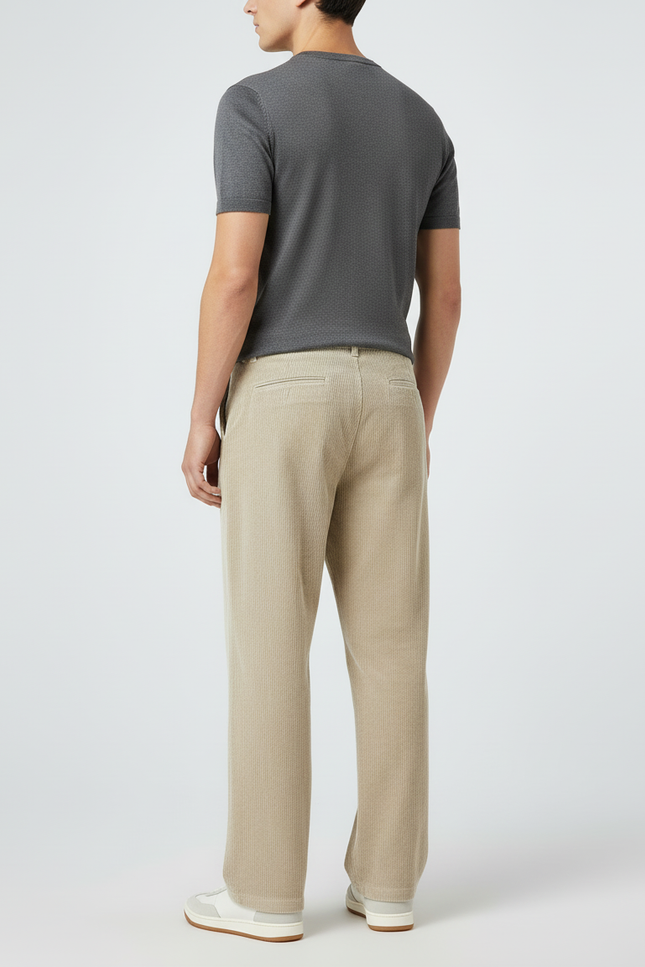 Pantalon Velours Cotelé Beige - Cordé - vue 2