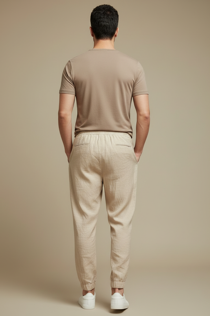 Pantalon Beige Lin Coton Ample Léger Homme - vue 2