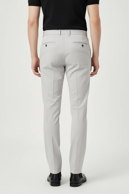 Pantalon Beige Homme Slim Élégant Décontracté Formel - Gris Polyester - vue 2