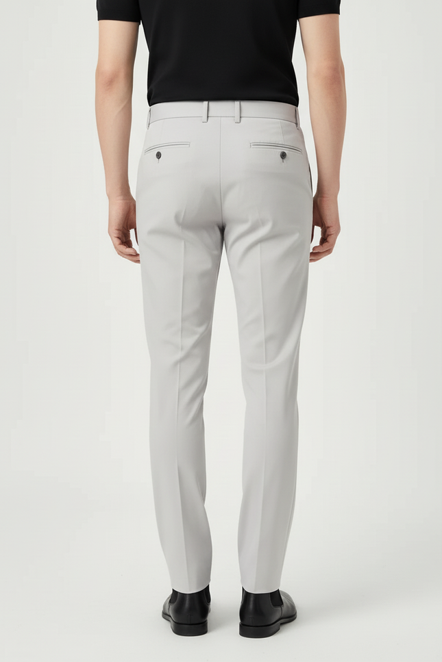 Pantalon Beige Homme Slim Élégant Décontracté Formel - Gris Polyester - vue 2