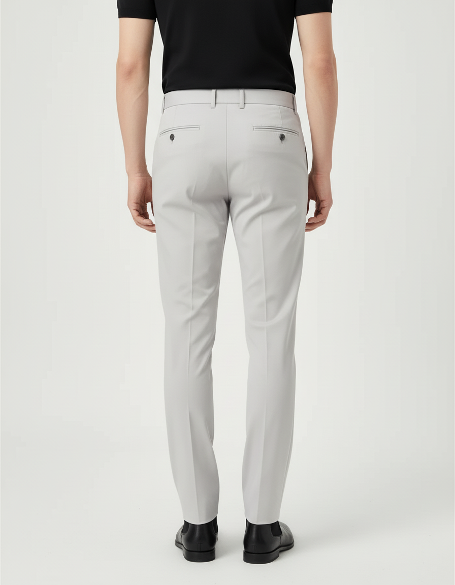Pantalon Beige Homme Slim Élégant Décontracté Formel - Gris Polyester - vue 2