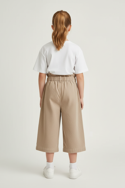 Pantalon Beige Enfant Côtelé Ample Décontracté Fille - Cordé - vue 2