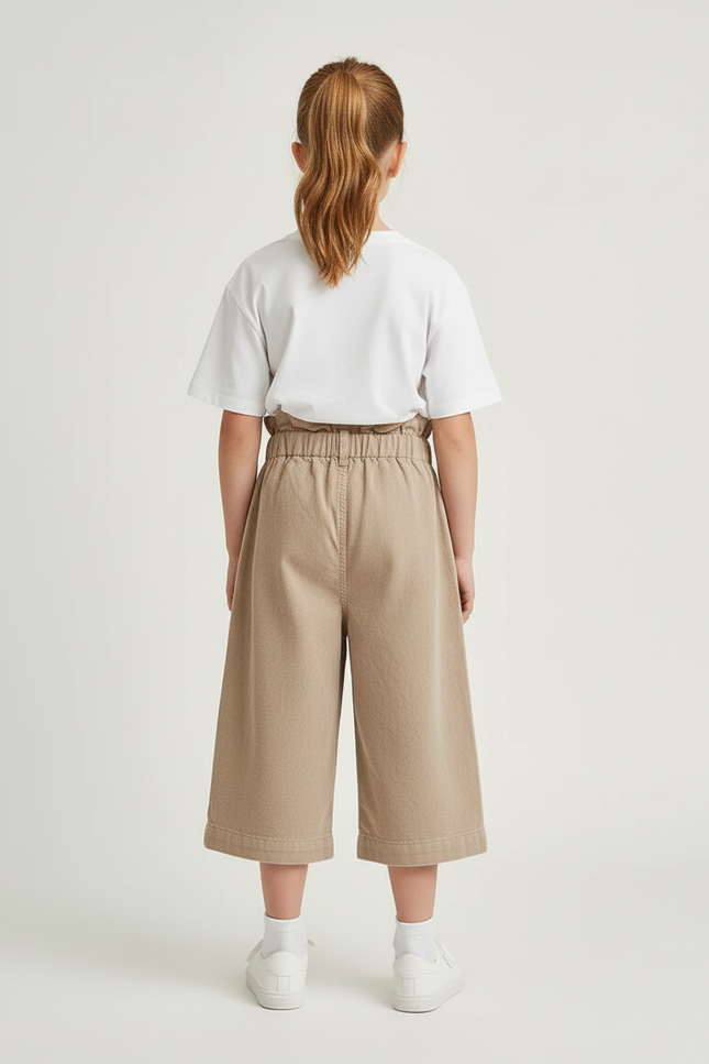 Pantalon Beige Enfant Côtelé Ample Décontracté Fille - Cordé - vue 2