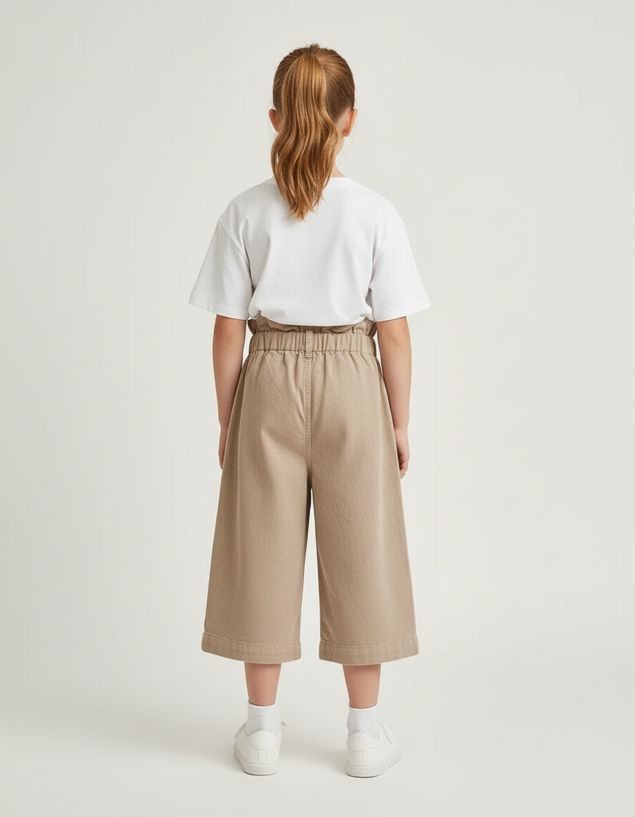 Pantalon Beige Enfant Côtelé Ample Décontracté Fille - Cordé - vue 2