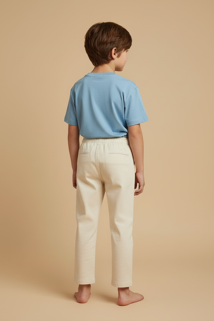 Pantalon Beige Coton Droit Décontracté Enfant - vue 2