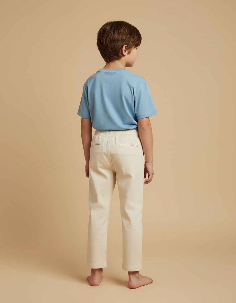 Pantalon Beige Coton Droit Décontracté Enfant - vue 2