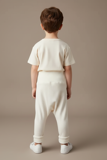 Pantalon Beige Côtelé Élastique Confortable Enfant - Cordé - vue 2