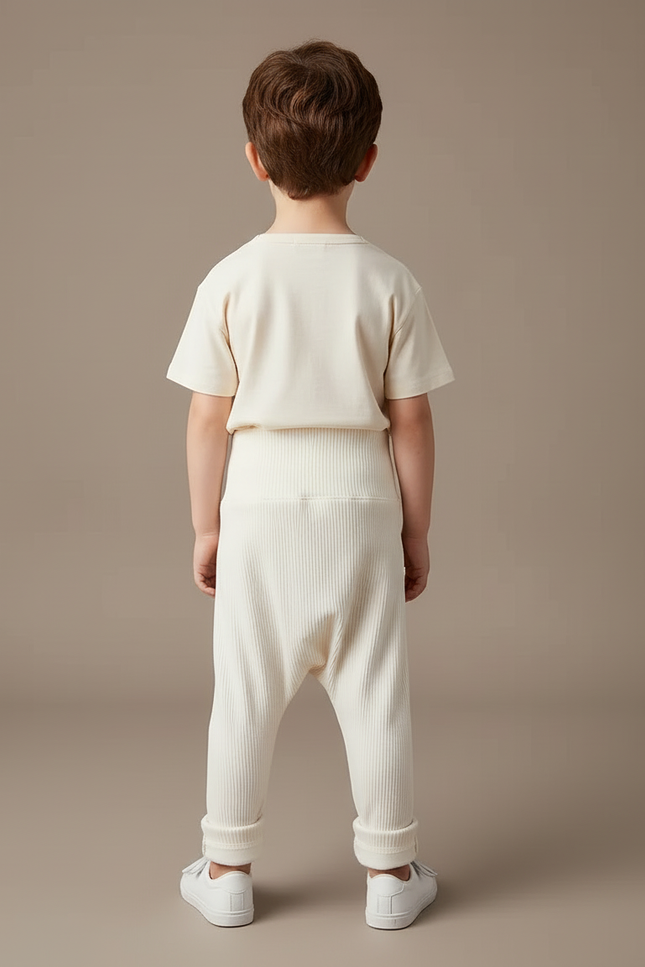 Pantalon Beige Côtelé Élastique Confortable Enfant - Cordé - vue 2