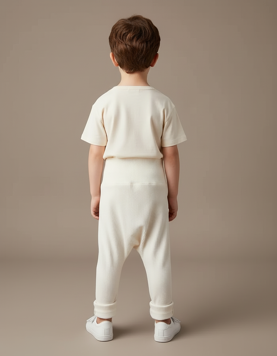 Pantalon Beige Côtelé Élastique Confortable Enfant - Cordé - vue 2