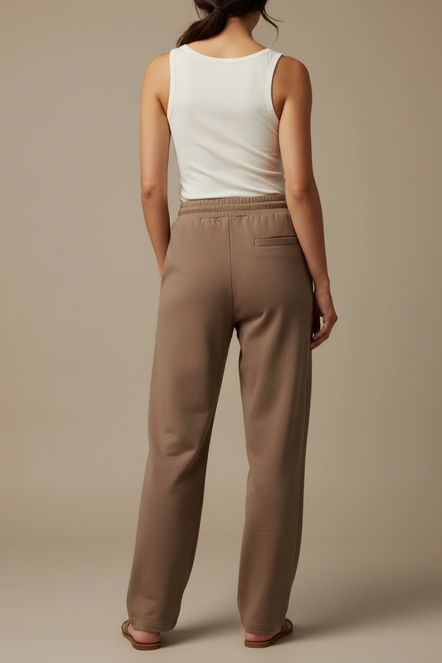 Pantalon Beige Ample Molletonné Décontracté Confortable - Marron - vue 2