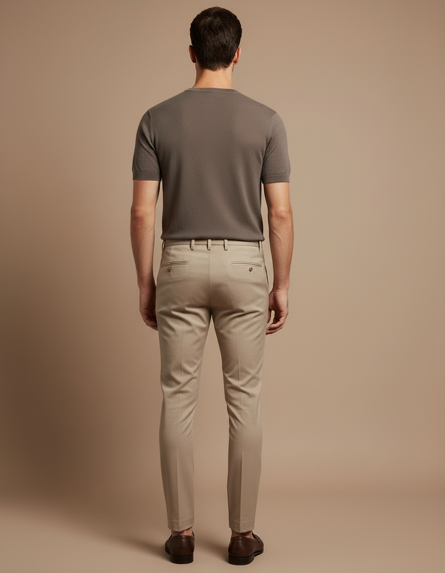 Pantalon Beige Homme Slim - Gabardine - vue 2
