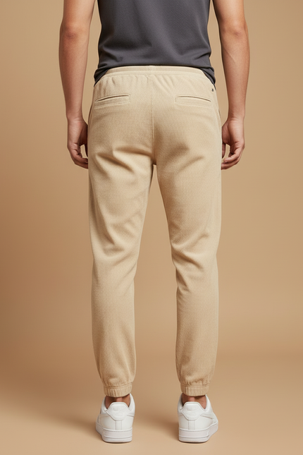 Pantalon Beige Côtelé Homme Décontracté Cordon Élastique - Cordé - vue 2