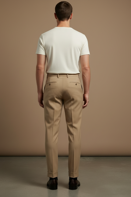Pantalon Mariage Homme Beige - Gabardine - vue 2