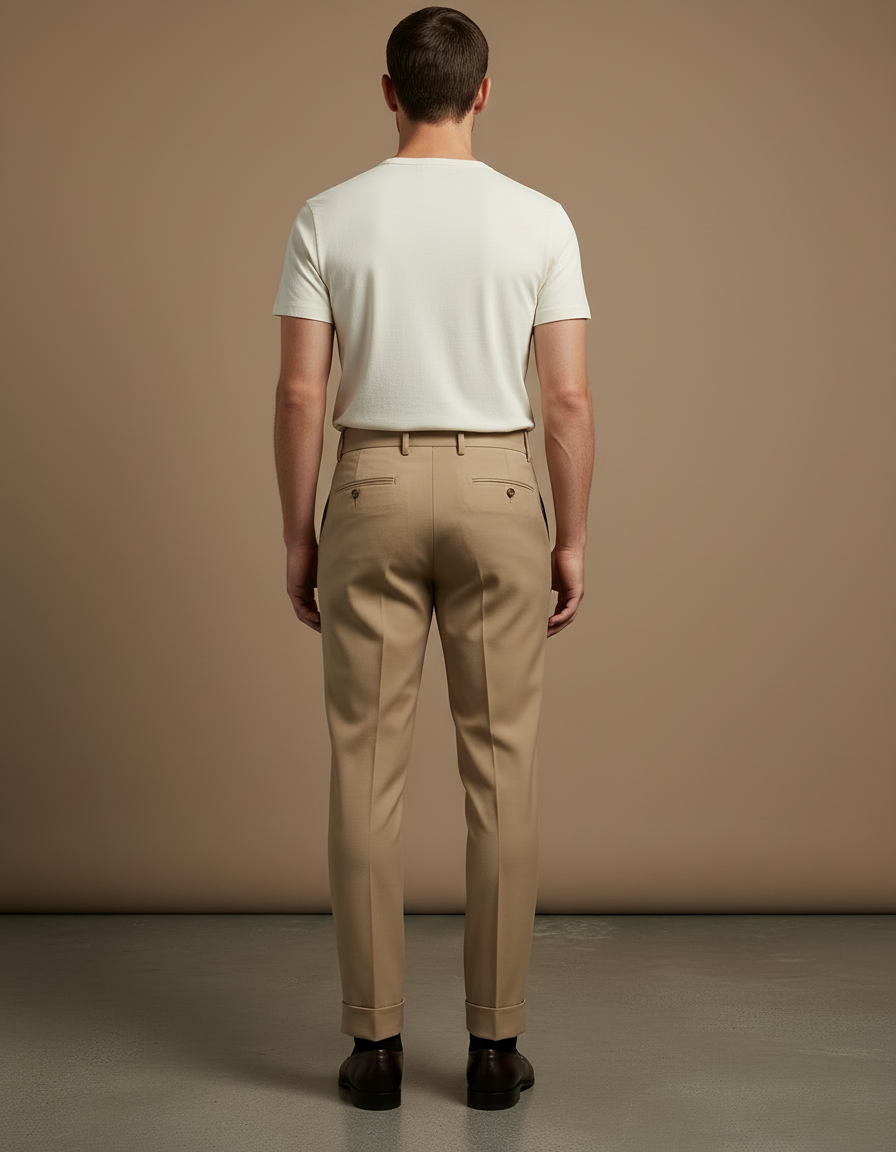 Pantalon Mariage Homme Beige - Gabardine - vue 2