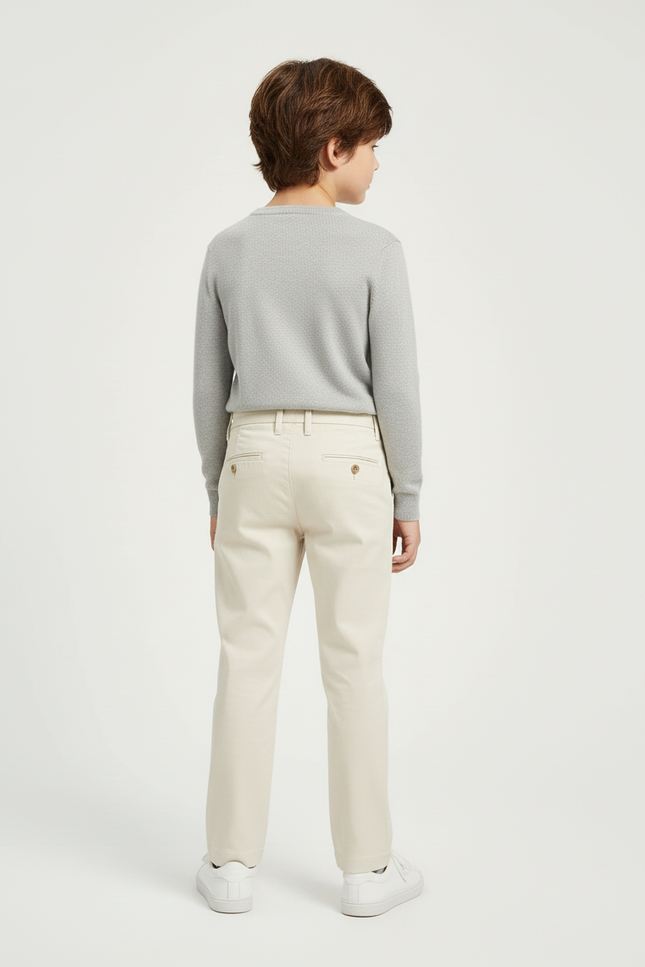 Pantalon Beige Classique Droit Coton Garçon - vue 2