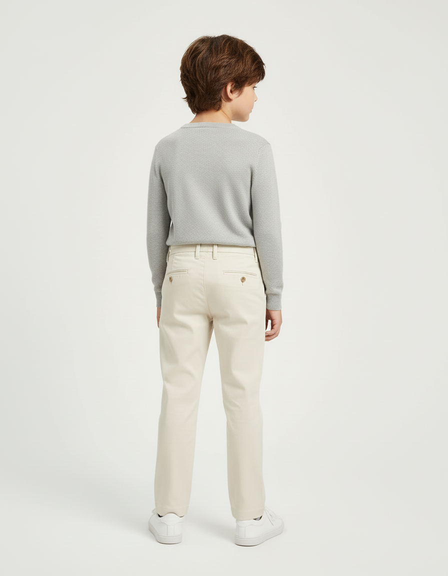 Pantalon Beige Classique Droit Coton Garçon - vue 2