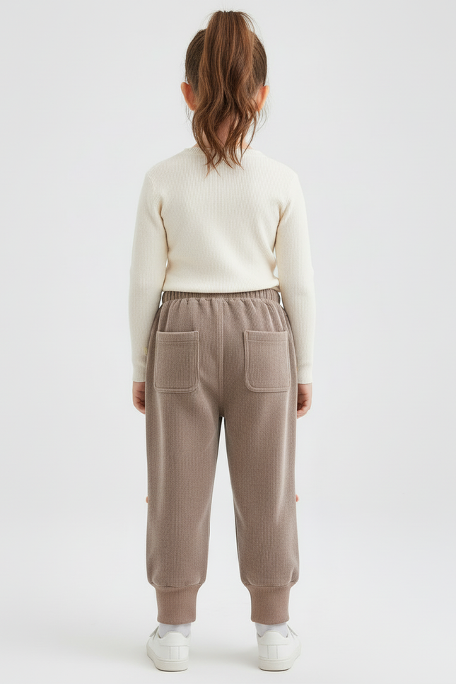 Pantalon Beige Enfant - Marron Cordé - vue 2