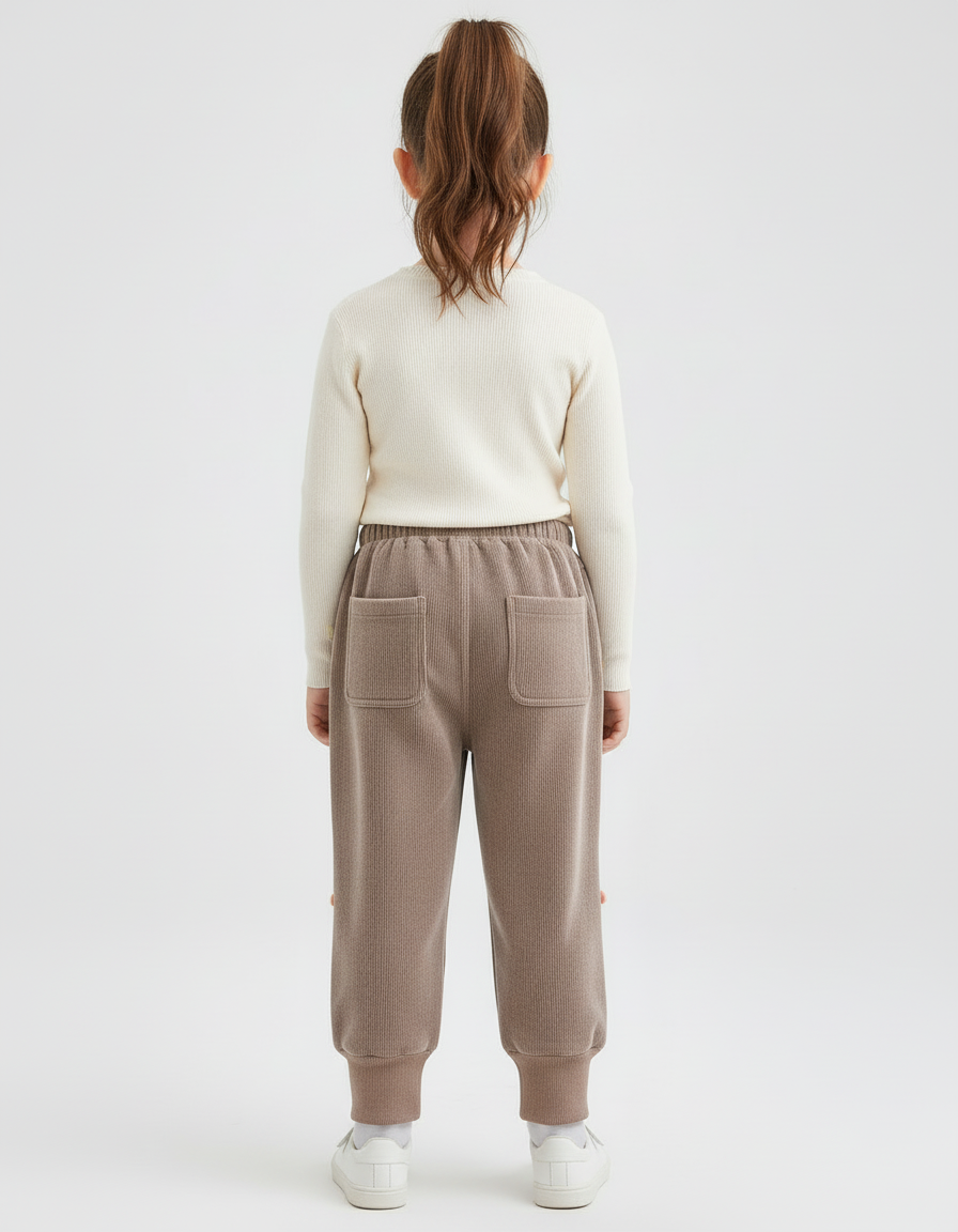 Pantalon Beige Enfant - Marron Cordé - vue 2